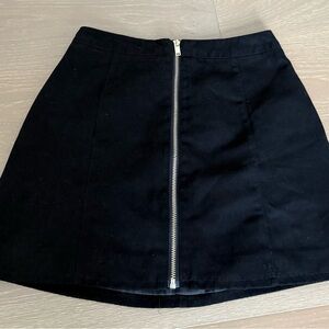 Classic Black Mini Skirt with Front Zipper